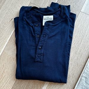 Men’s Splendid Mills Henley Long Sleeve Shirt, Navy, Size L